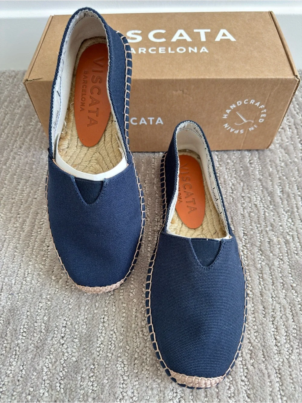 NWB Viscata Barceloneta Canvas Espadrille Flats in Navy Blue EU 37 Made in Spain